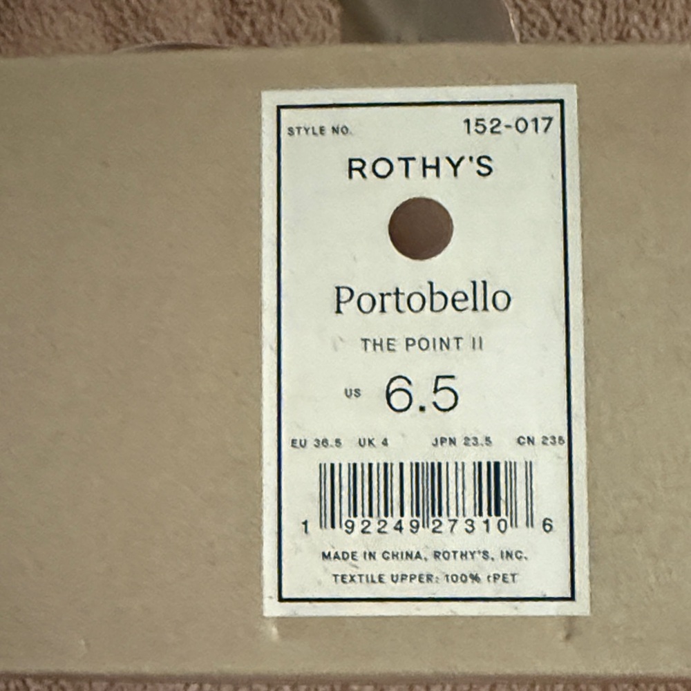 Rothy’s The Point II Stylish Tan Flats with Blue Accents - Picture 3 of 5